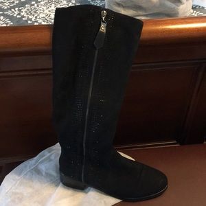 Black suede with sequins boots